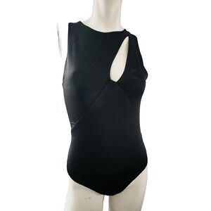 Live in the Moment Womens Bodysuit M Black Career Gothic Layers Minimalist Artsy